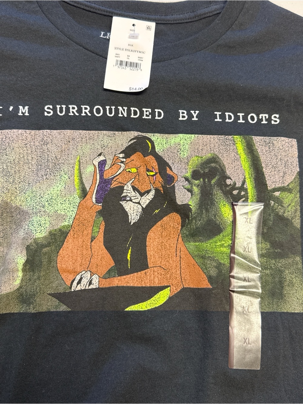 Disney Black Short-Sleeve Tee with Scar Graphic